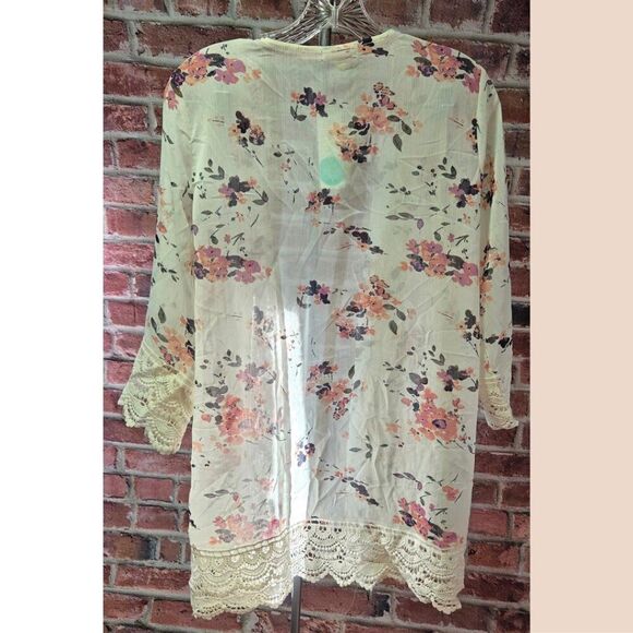 Mason & Belle Open Crochet Trim Cardigan – Women’s Size Medium Off White NEW - Picture 5 of 5